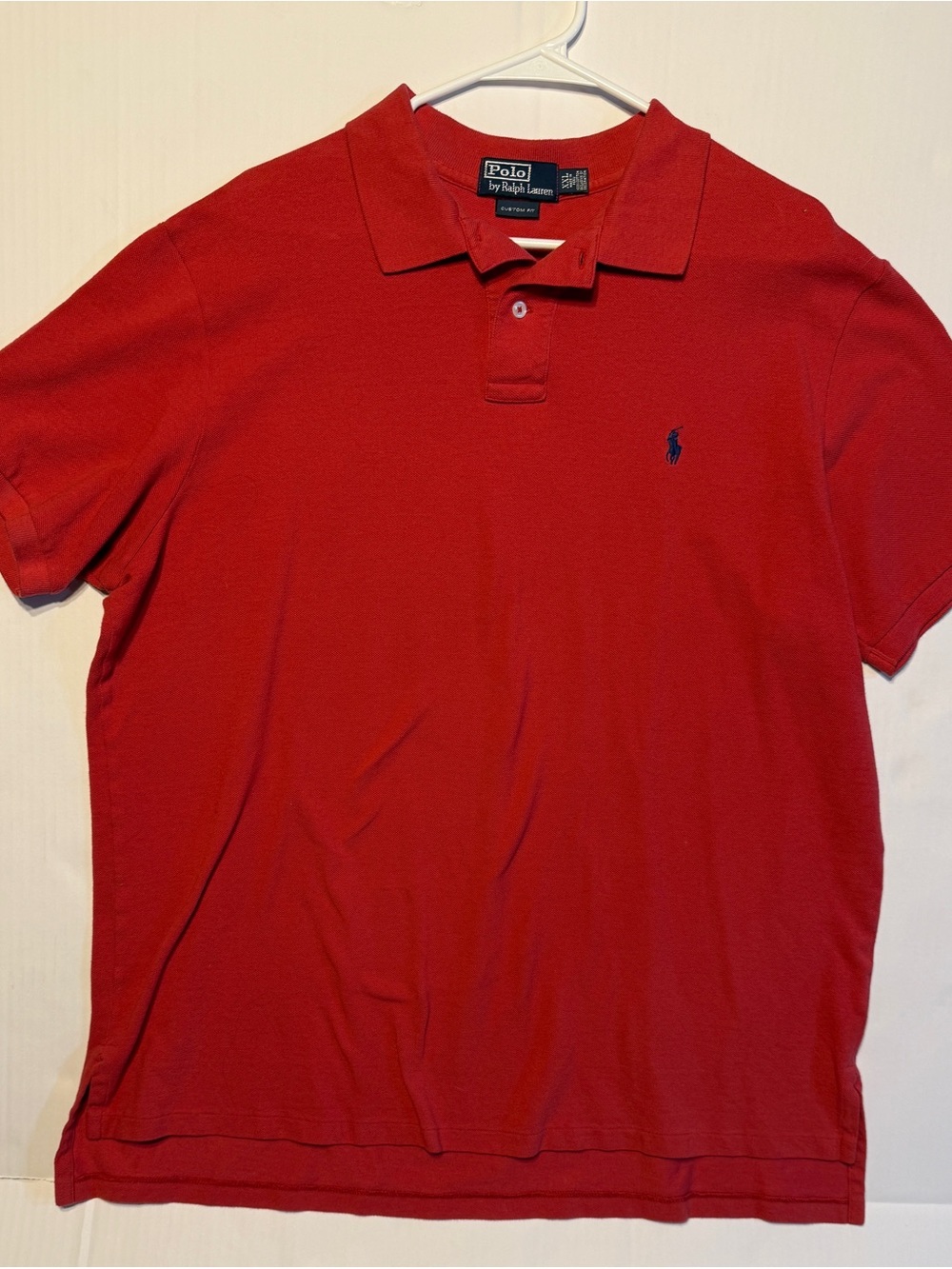 Ralph Lauren Red Polo with Navy Logo Mens size XXL Custom fit